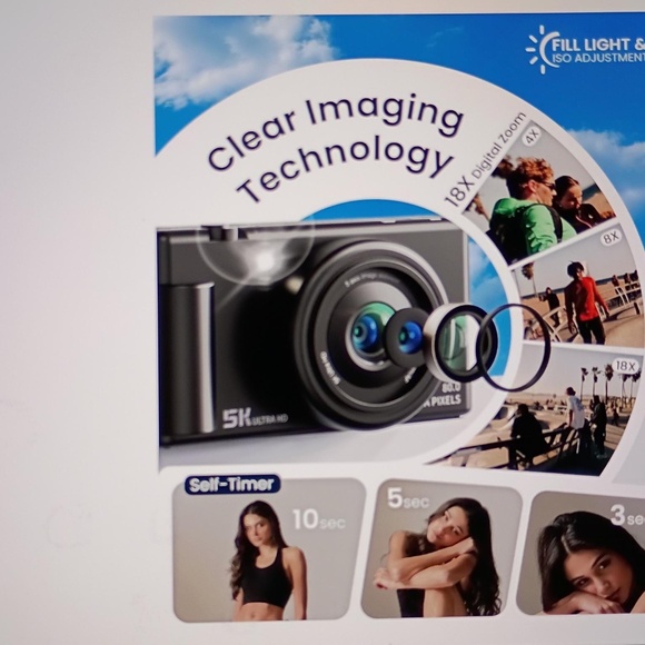 True 5K Digital Camera Photography, Autofocus 80MP 18X Digital Zoom 3" Screen - Picture 4 of 16